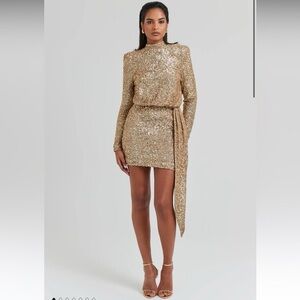 NADINE MERABI Sparkling Gold Sequin Dress